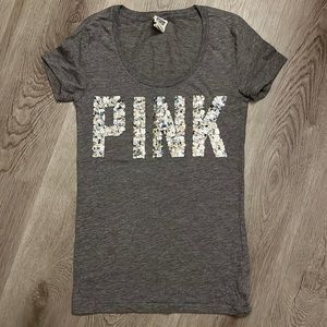 VS PINK Sequin Scoop Neck T-shirt